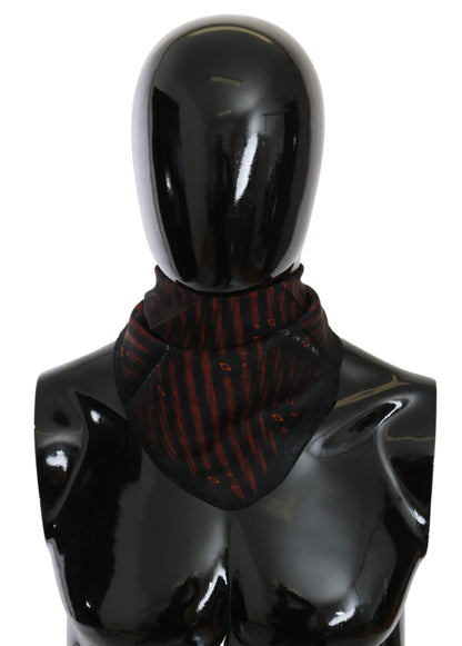 Costume National Black Orange 100% Silk Branded Scarf by Costume National