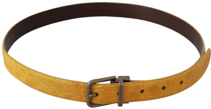 Ceinture en cuir à motif animal exotique jaune Dolce &amp; Gabbana