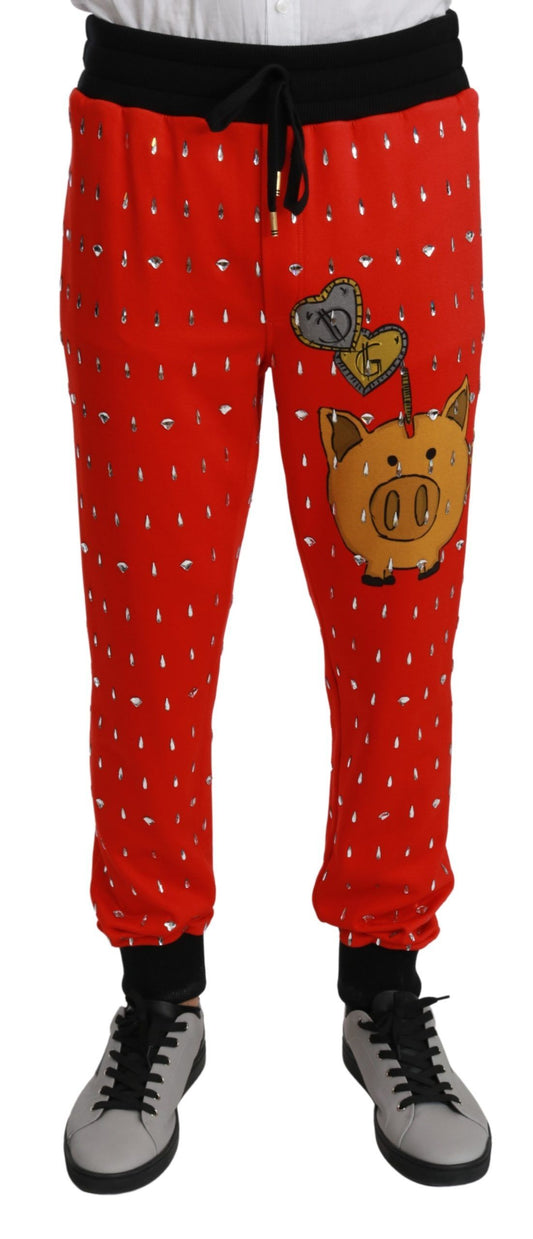Pantalon de survêtement Dolce &amp; Gabbana Chic à imprimé tirelire rouge