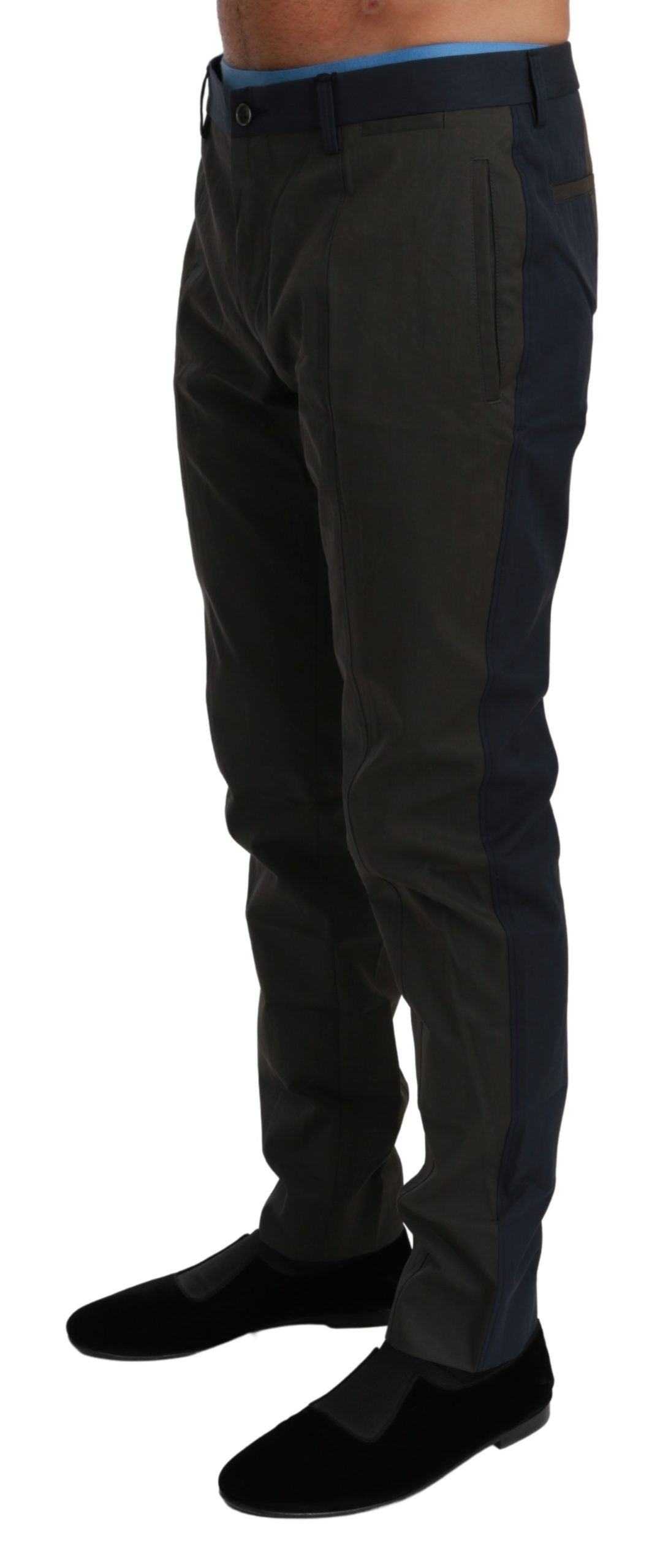 Dolce & Gabbana Blue Gray Stripes Trouser Cotton Pants by Dolce & Gabbana