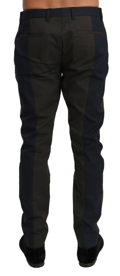Dolce & Gabbana Blue Gray Stripes Trouser Cotton Pants by Dolce & Gabbana