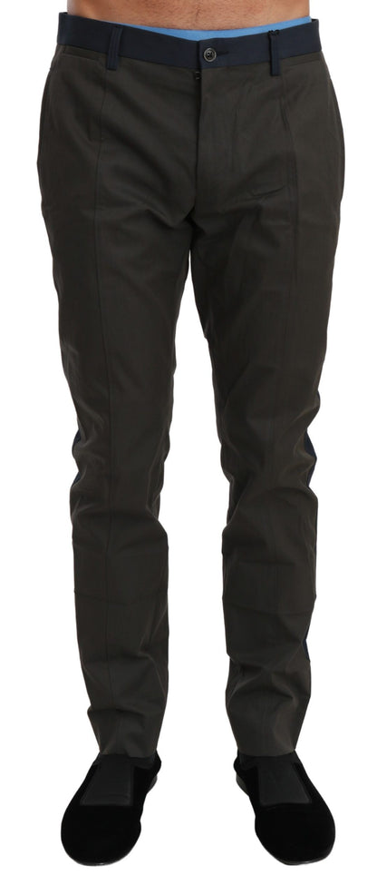 Dolce & Gabbana Blue Gray Stripes Trouser Cotton Pants by Dolce & Gabbana