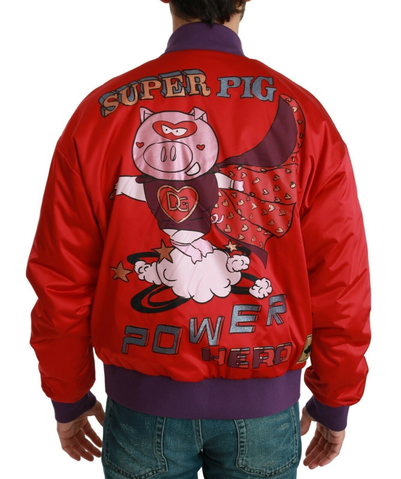 Dolce &amp; Gabbana Blouson Bomber Rouge Vif à Motif Multicolore