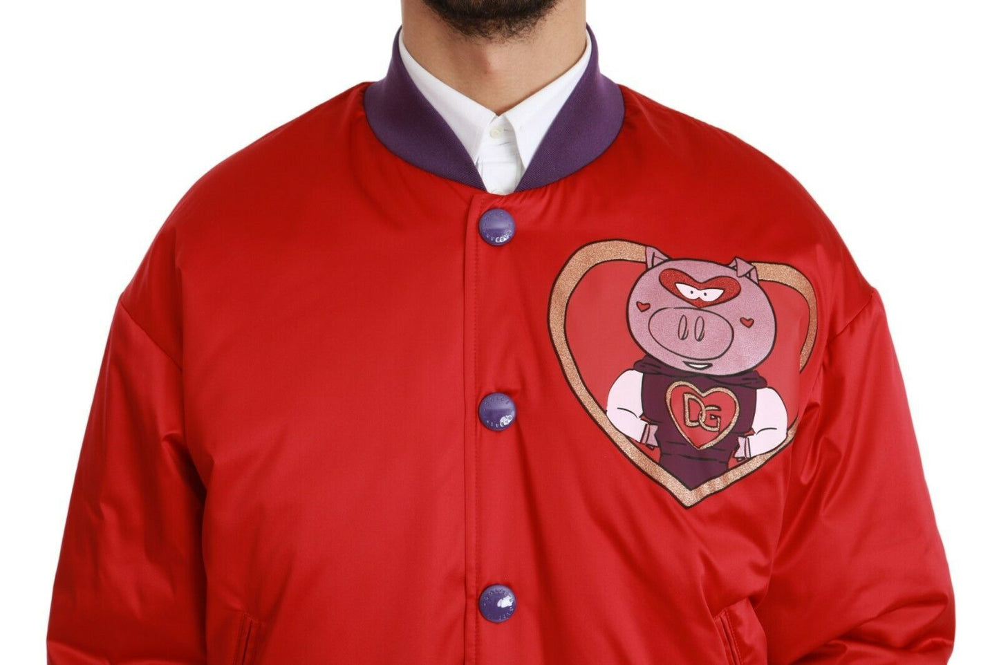Dolce &amp; Gabbana Blouson Bomber Rouge Vif à Motif Multicolore