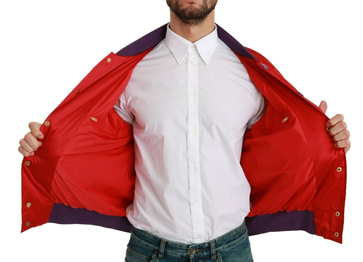 Dolce &amp; Gabbana Blouson Bomber Rouge Vif à Motif Multicolore