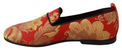 Mocassins Dolce &amp; Gabbana en brocart or rose