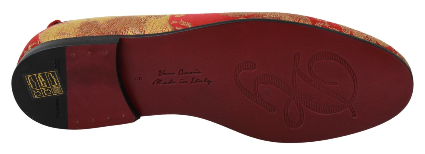 Mocassins Dolce &amp; Gabbana en brocart or rose