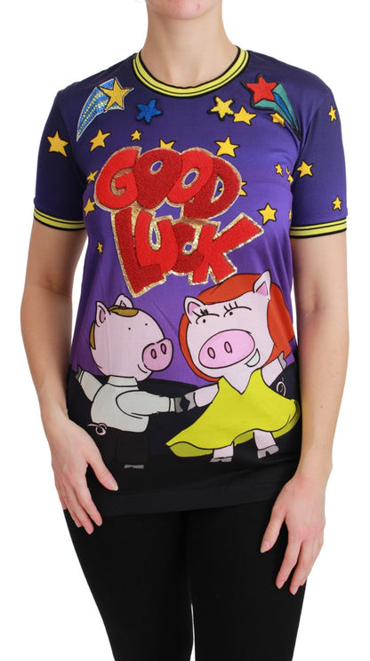 T-shirt élégant à col ras du cou Dolce &amp; Gabbana en violet