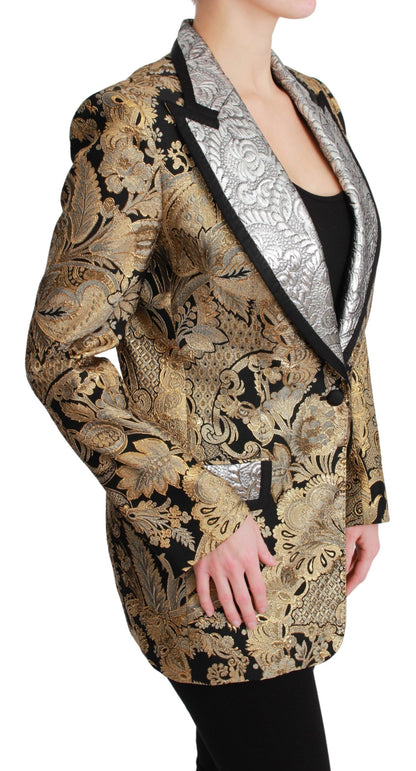 Blazer élégant en jacquard fleuri doré Dolce &amp; Gabbana