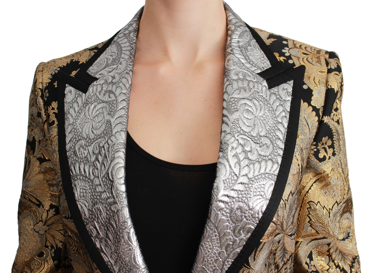 Blazer élégant en jacquard fleuri doré Dolce &amp; Gabbana