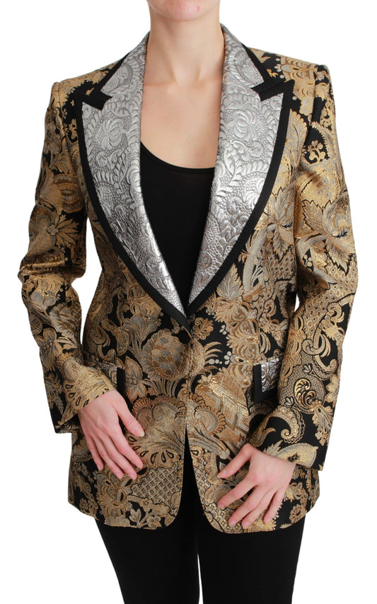 Blazer élégant en jacquard fleuri doré Dolce &amp; Gabbana
