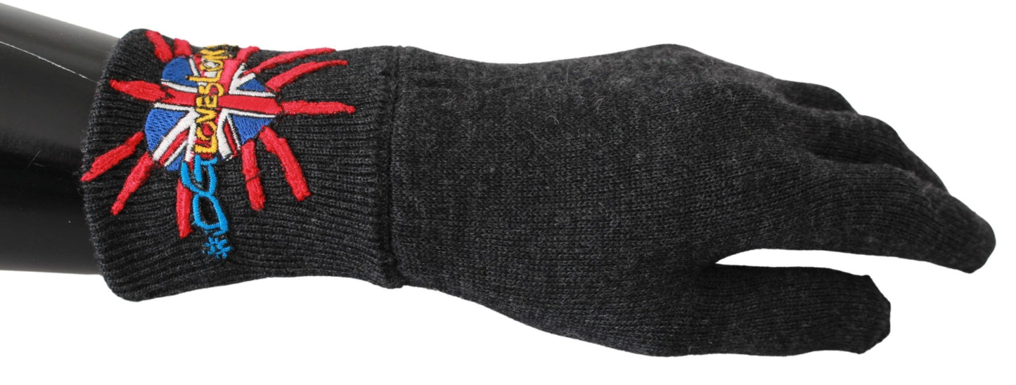 Dolce &amp; Gabbana Gray #DGLovesLondon Embroidered Wool Gloves