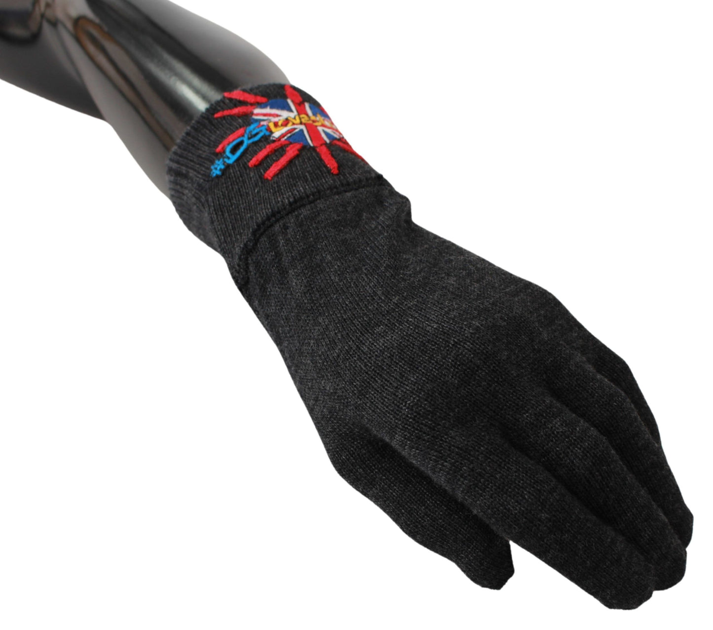 Dolce &amp; Gabbana Gray #DGLovesLondon Embroidered Wool Gloves
