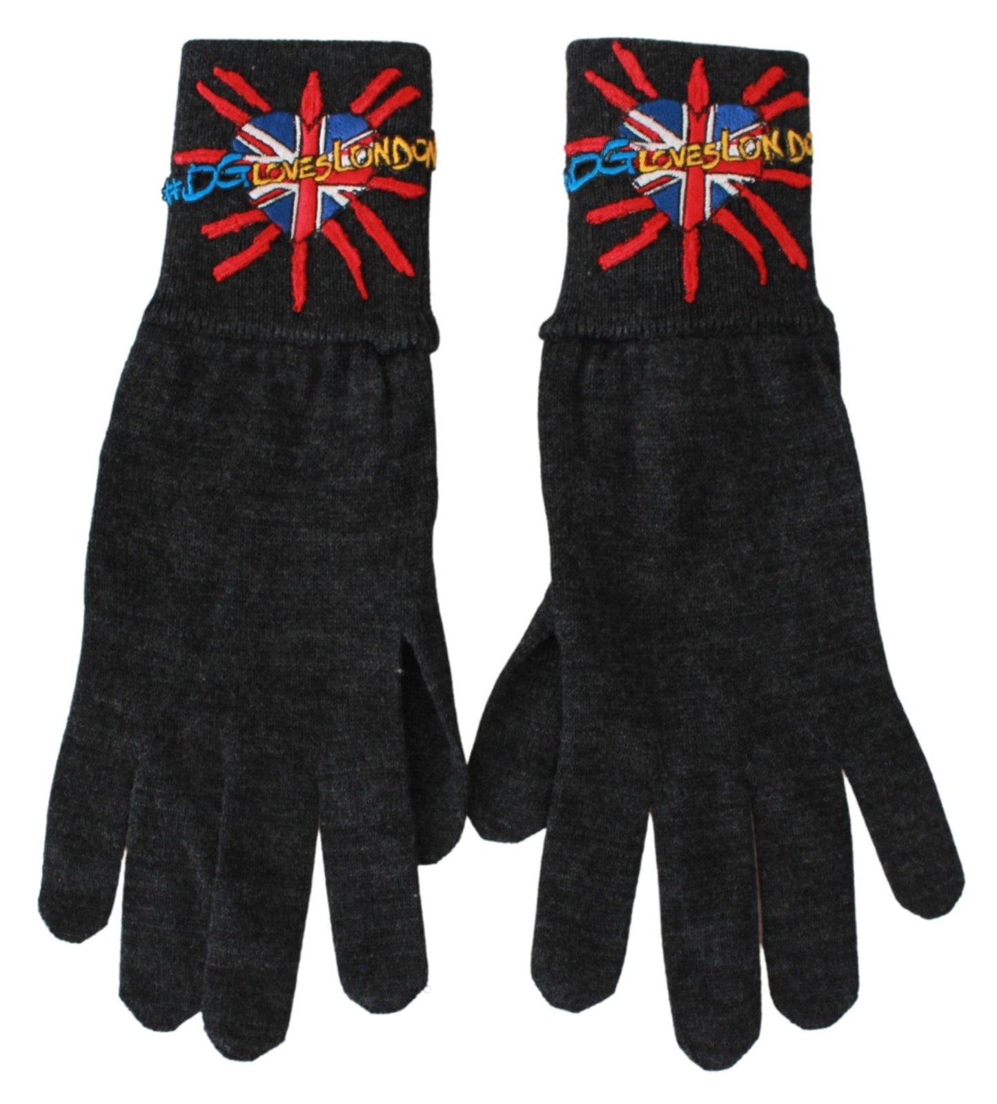 Dolce &amp; Gabbana Gray #DGLovesLondon Embroidered Wool Gloves