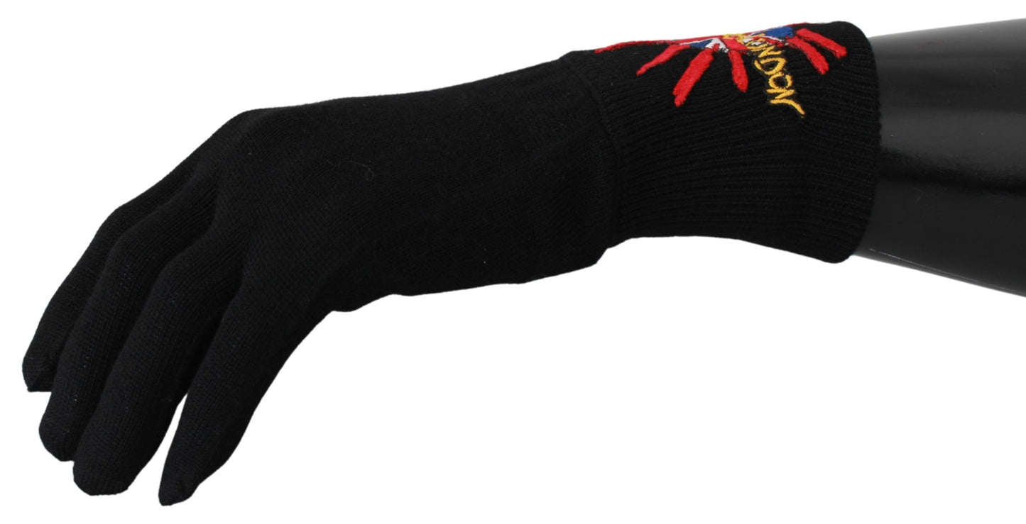 Dolce &amp; Gabbana Black #DGLovesLondon Embroidered Wool Gloves