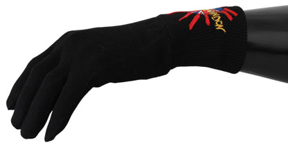 Dolce &amp; Gabbana Black #DGLovesLondon Embroidered Wool Gloves