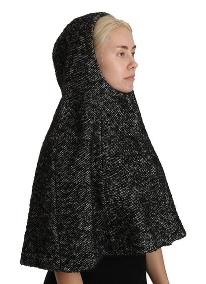Écharpe à capuche élégante en laine grise Dolce &amp; Gabbana par une marque italienne emblématique