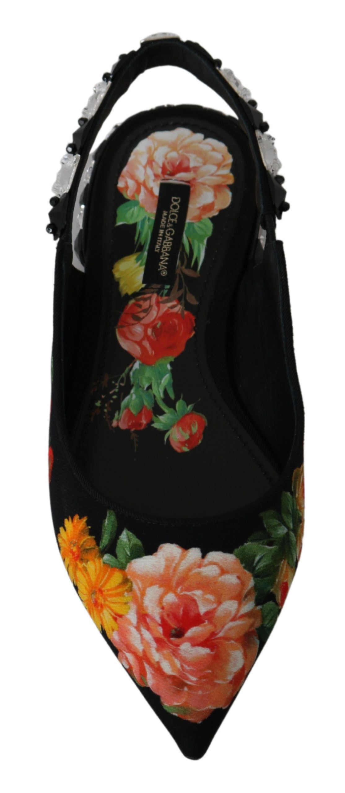 Dolce &amp; Gabbana Élégantes ballerines fleuries ornées de cristaux