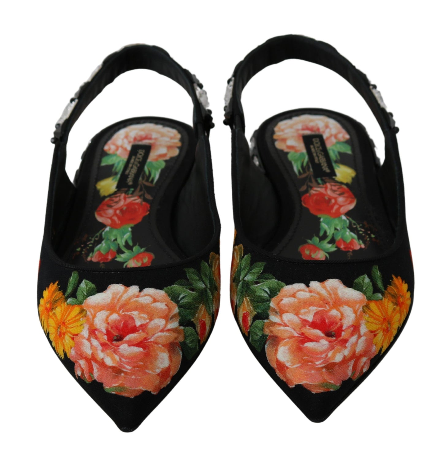 Dolce &amp; Gabbana Élégantes ballerines fleuries ornées de cristaux