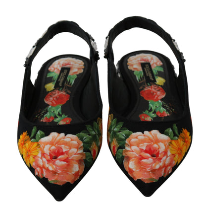 Dolce &amp; Gabbana Élégantes ballerines fleuries ornées de cristaux