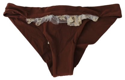 Maillot de bain deux pièces élégant en dentelle marron PINK MEMORIES