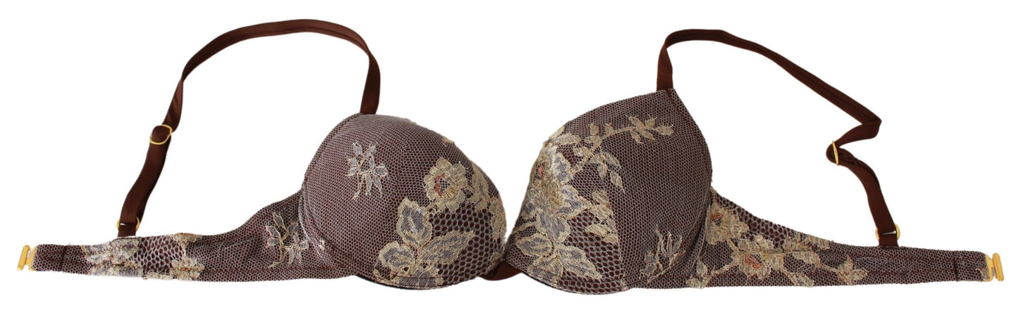 Maillot de bain deux pièces élégant en dentelle marron PINK MEMORIES