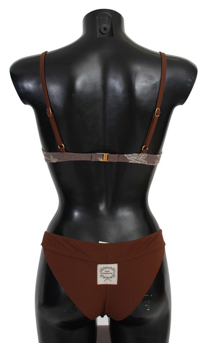 Maillot de bain deux pièces élégant en dentelle marron PINK MEMORIES