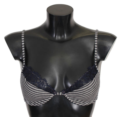 Ermanno Scervino Soutien-gorge Reggiseno en dentelle à rayures bleues