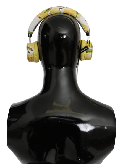 Dolce & Gabbana White Yellow Lemon Print Headset Headphones by Dolce & Gabbana