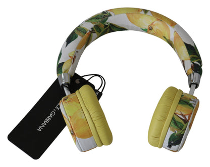 Dolce & Gabbana White Yellow Lemon Print Headset Headphones by Dolce & Gabbana