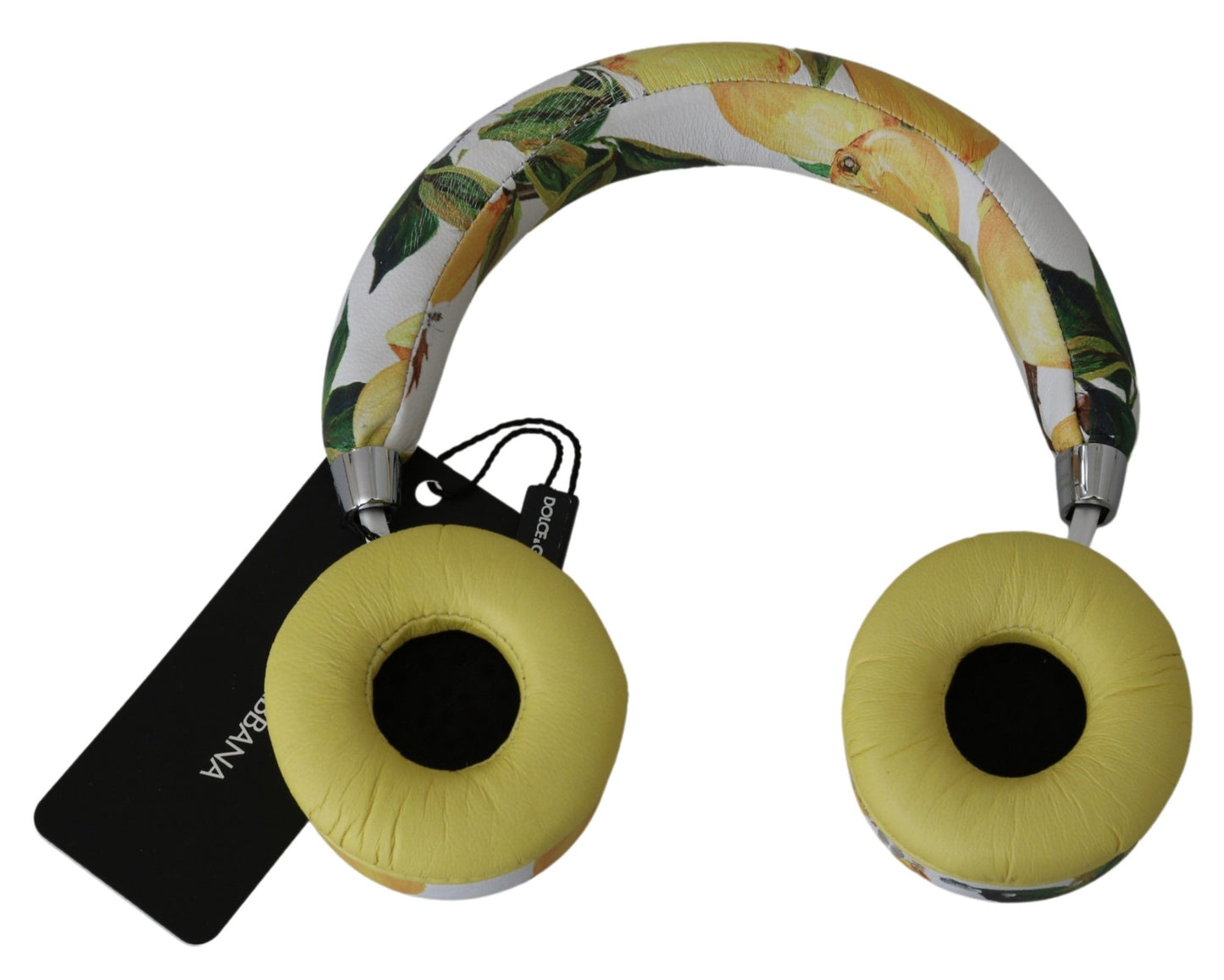 Dolce & Gabbana White Yellow Lemon Print Headset Headphones by Dolce & Gabbana