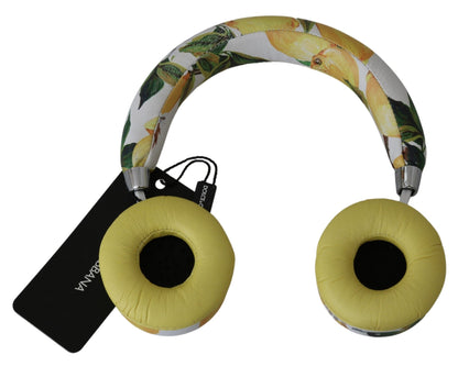 Dolce & Gabbana White Yellow Lemon Print Headset Headphones by Dolce & Gabbana