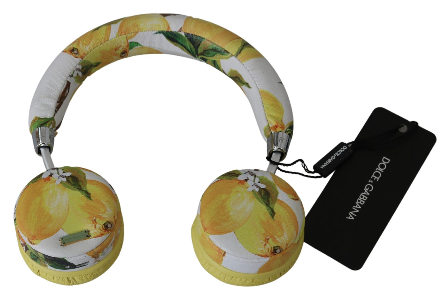 Dolce & Gabbana White Yellow Lemon Print Headset Headphones by Dolce & Gabbana