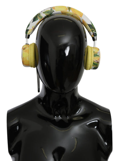 Dolce & Gabbana White Yellow Lemon Print Headset Headphones by Dolce & Gabbana