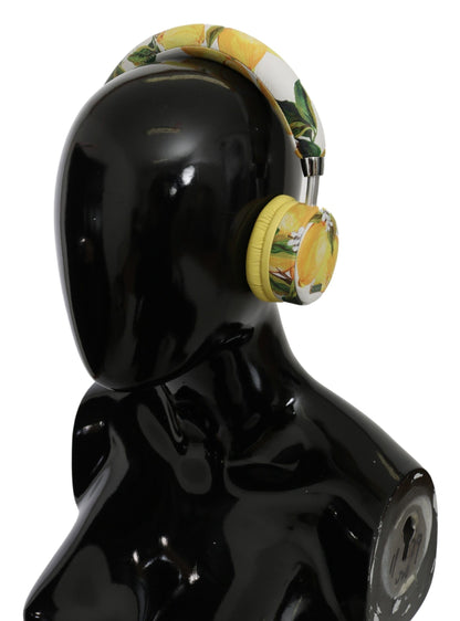 Dolce & Gabbana White Yellow Lemon Print Headset Headphones by Dolce & Gabbana