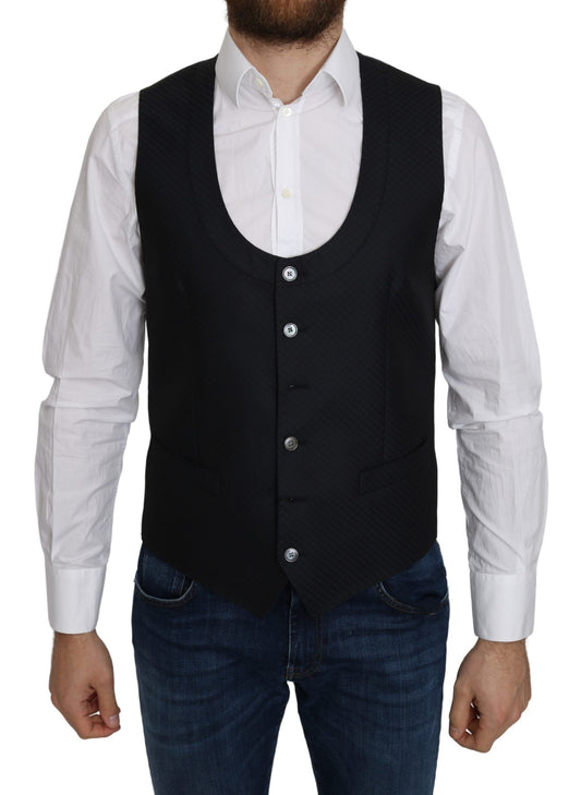 Cardigan élégant en soie mélangée bleue Dolce &amp; Gabbana