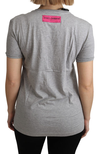 Dolce &amp; Gabbana Gray Cotton Amore e Bellezza Top T-shirt