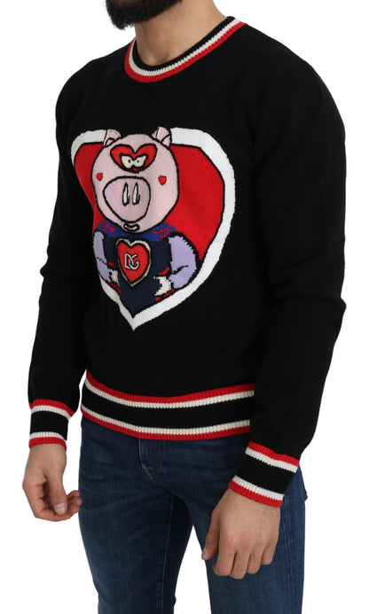 Dolce & Gabbana Black Cashmere Pig of the Year Pullover Sweater by Dolce & Gabbana