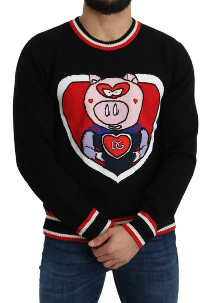 Dolce & Gabbana Black Cashmere Pig of the Year Pullover Sweater by Dolce & Gabbana