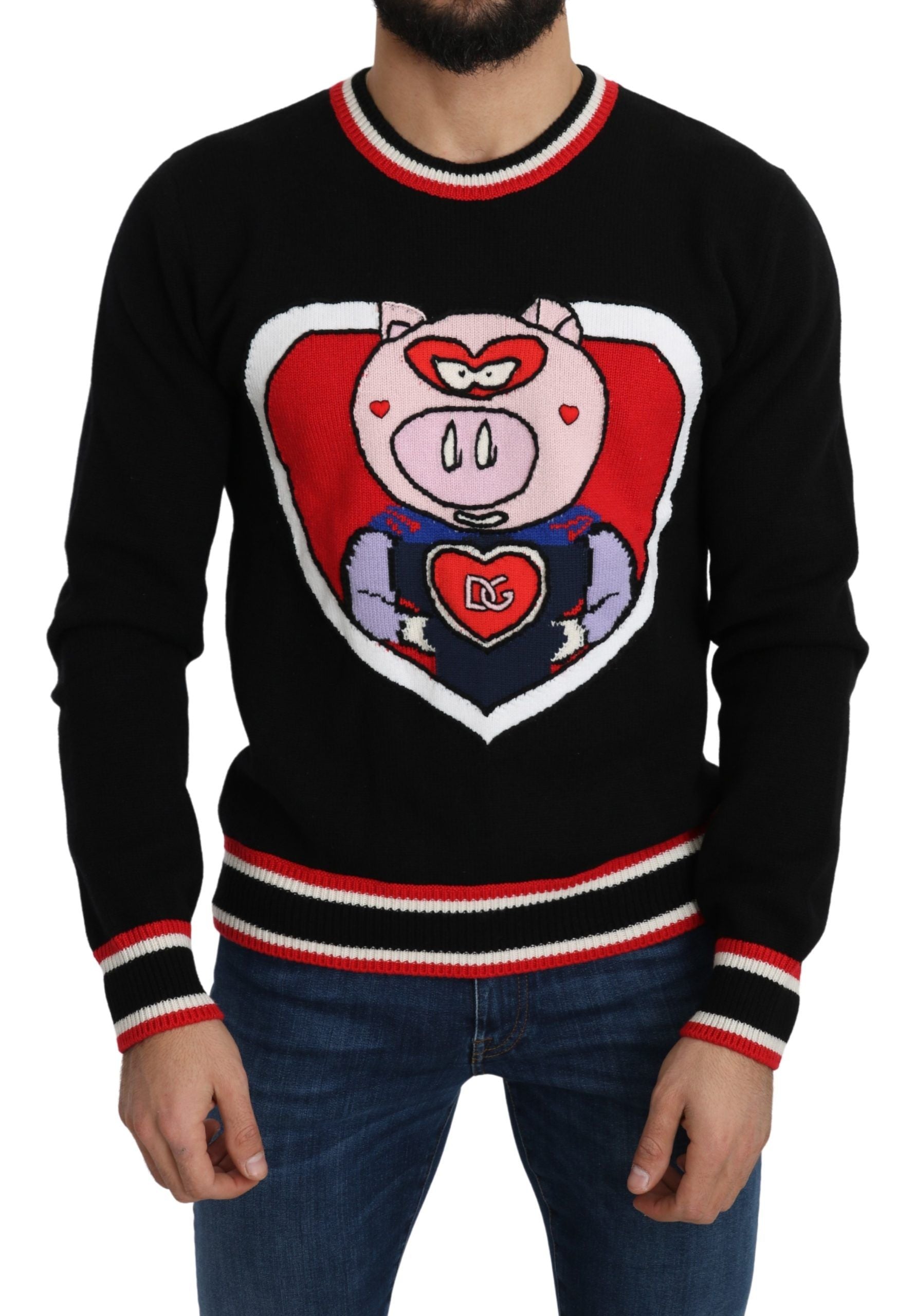 Dolce & Gabbana Black Cashmere Pig of the Year Pullover Sweater by Dolce & Gabbana