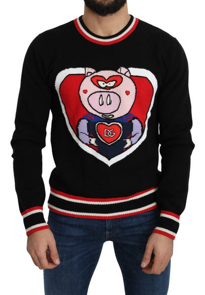 Dolce & Gabbana Black Cashmere Pig of the Year Pullover Sweater by Dolce & Gabbana