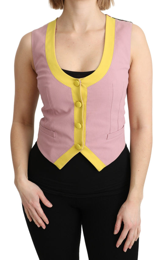 Dolce &amp; Gabbana Pink Sleeveless Waistcoat Vest Cotton Top