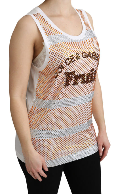 Haut sans manches en coton orné de cristaux Dolce &amp; Gabbana