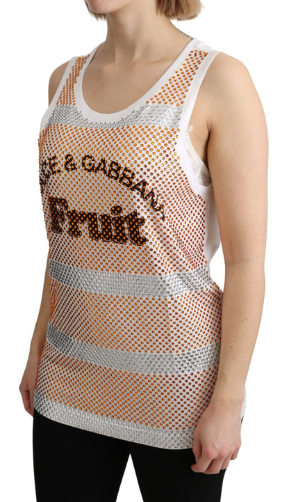 Haut sans manches en coton orné de cristaux Dolce &amp; Gabbana