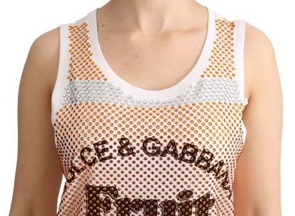 Haut sans manches en coton orné de cristaux Dolce &amp; Gabbana