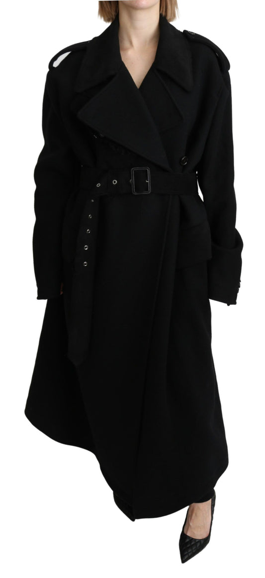 Trench-coat élégant en laine noire Dolce &amp; Gabbana