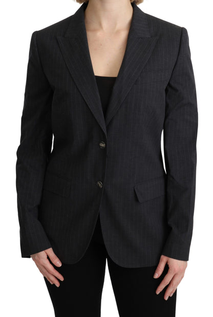 Blazer élégant en coton à rayures grises Dolce &amp; Gabbana