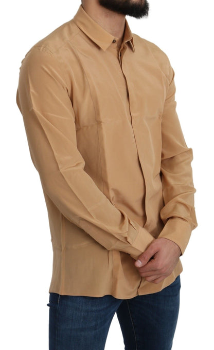 Dolce & Gabbana Elegant Yellow Silk Men's Formal Shirt by Dolce & Gabbana