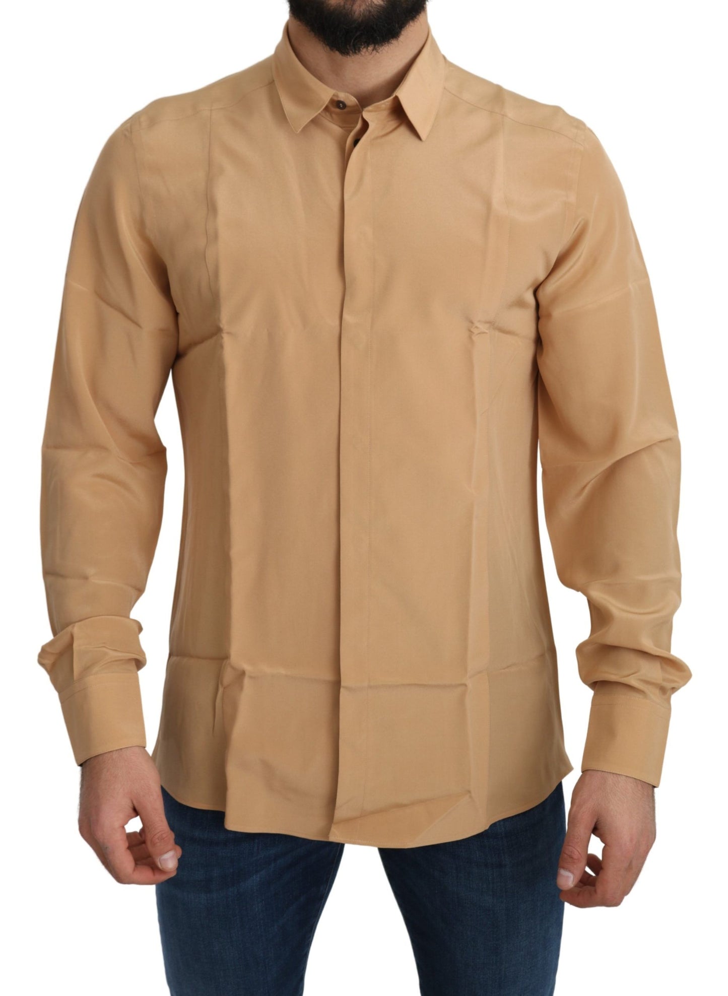 Dolce & Gabbana Elegant Yellow Silk Men's Formal Shirt by Dolce & Gabbana