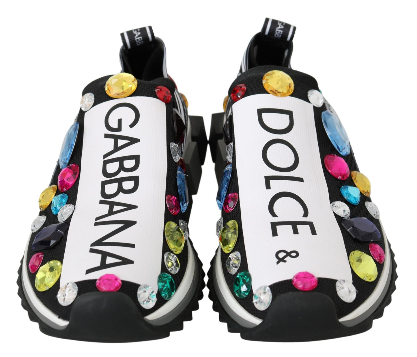 Baskets basses noires ornées de cristaux Dolce &amp; Gabbana